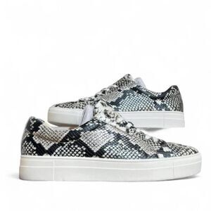 Black and White Snake Print Platform Sneakers Women's Size 10